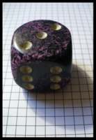 Dice : Dice - 6D - Large Purple and Black Golden Pips